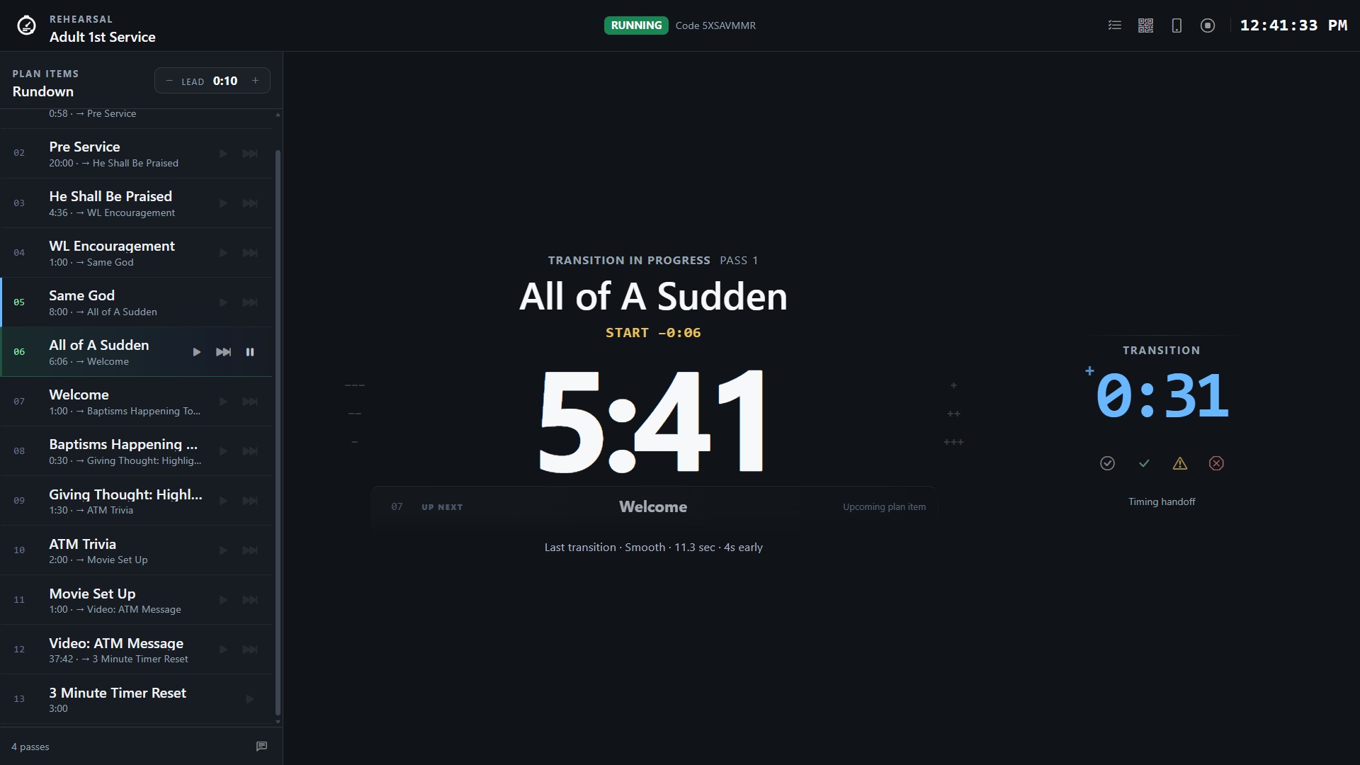 ServiceTimer Rehearsal