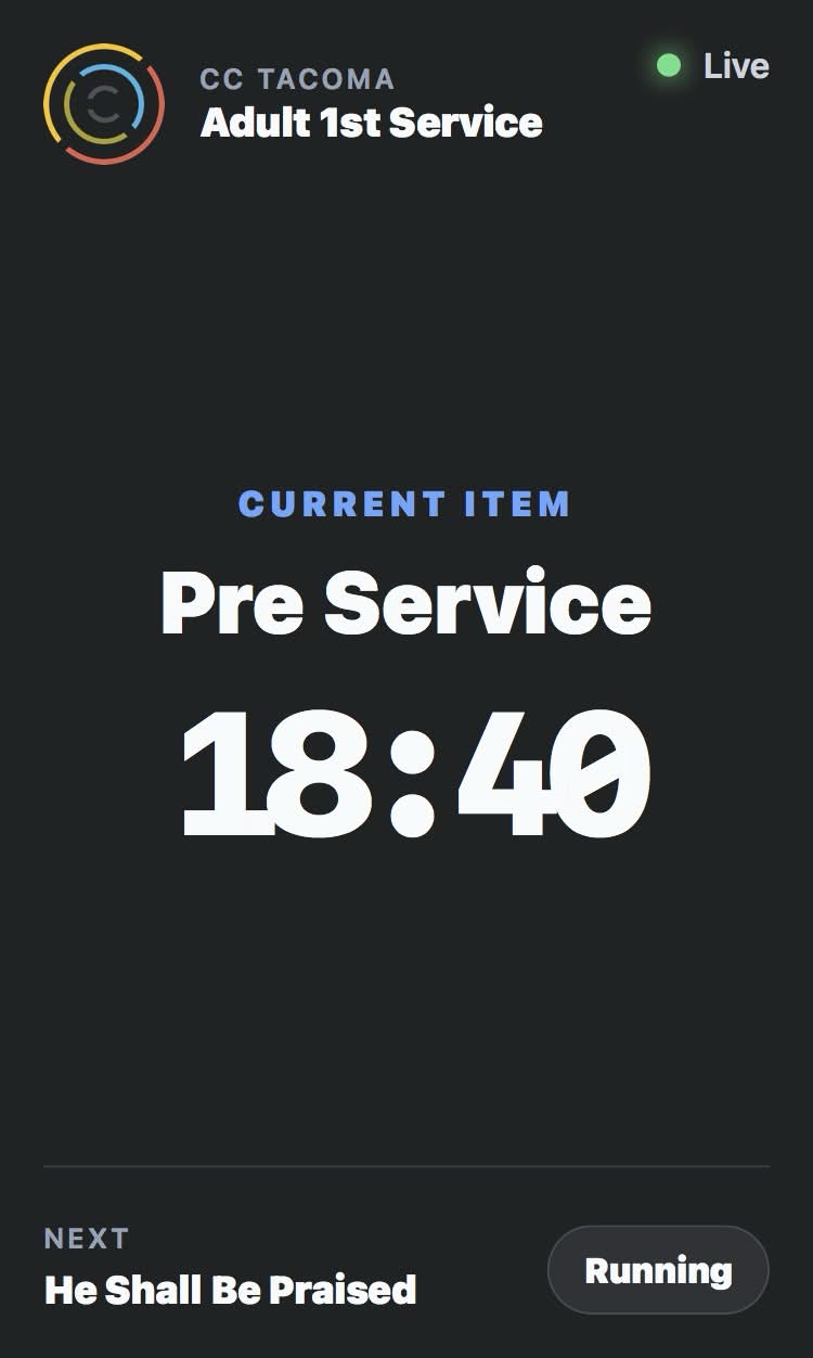 ServiceTimer Display View on a phone